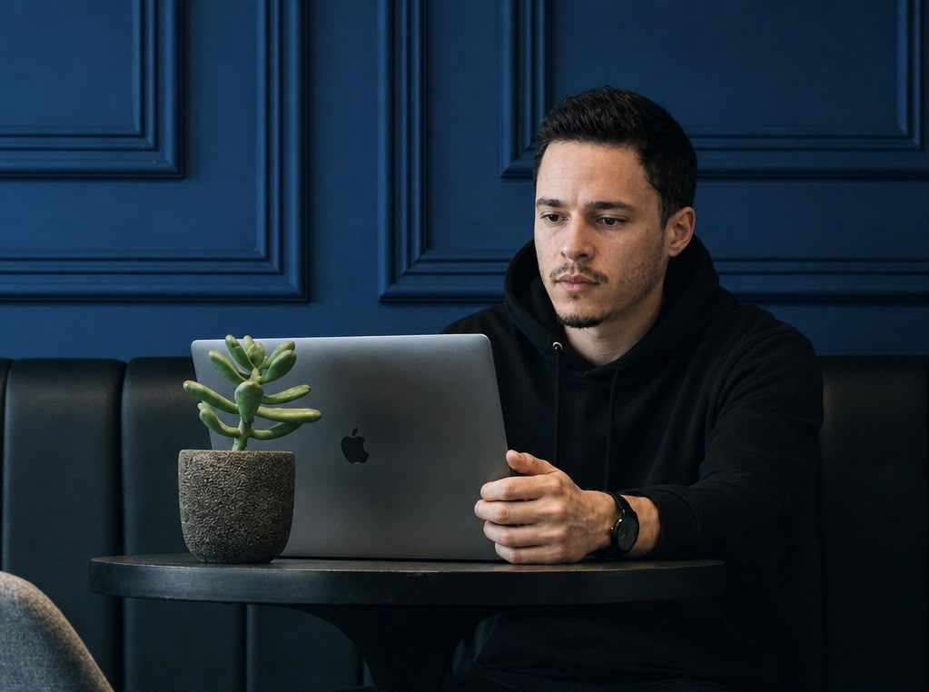 Especialista em gestão de projetos trabalhando no laptop